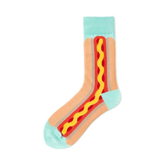 Neuheit Happy Funny Männer Grafik Socken gekämmte Baumwolle Omelette Frosch Crazy Burger Lachs Mais Avocado Vogel Fisch Socke Weihnachtsgeschenk