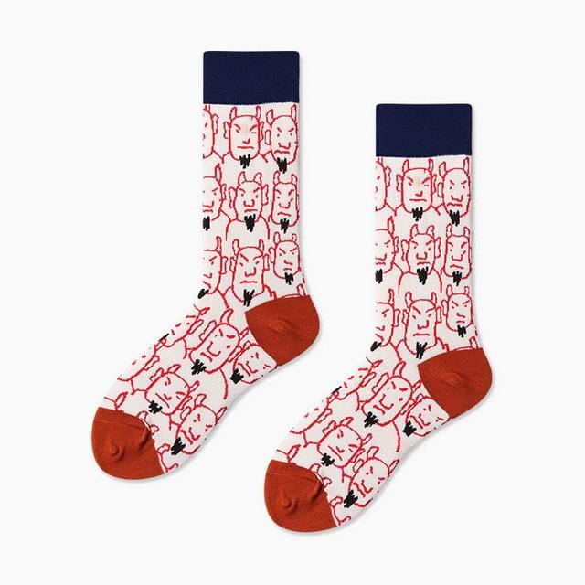 Couples Outdoor Skateboard Sox Autumn/Winter Creative Abstract Art Harajuku Hip Hop Streets Tide Sock Colorful Happy Funny Socks