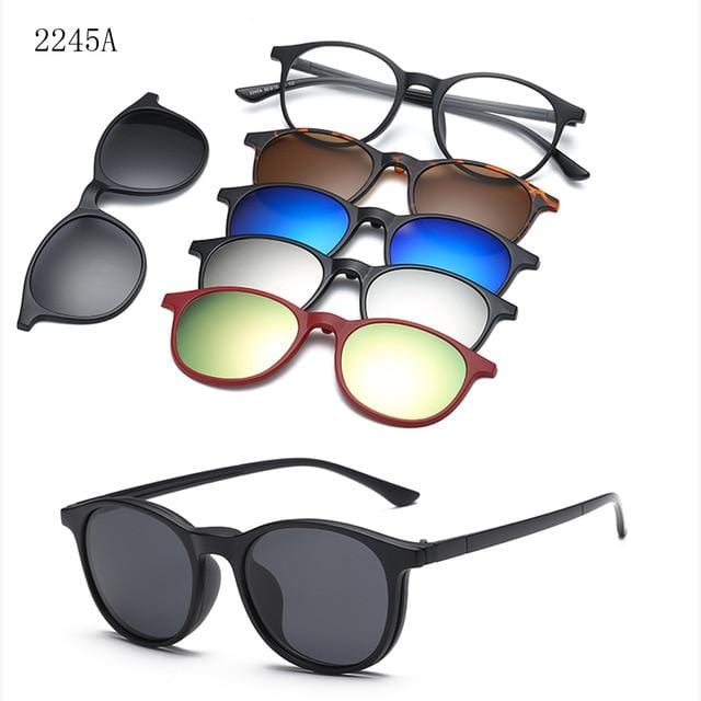 RUISIMO 5 lenes Magnet Sunglasses Clip Mirrored Clip on Sunglasses clip on glasses Men Polarized Custom Prescription Myopia