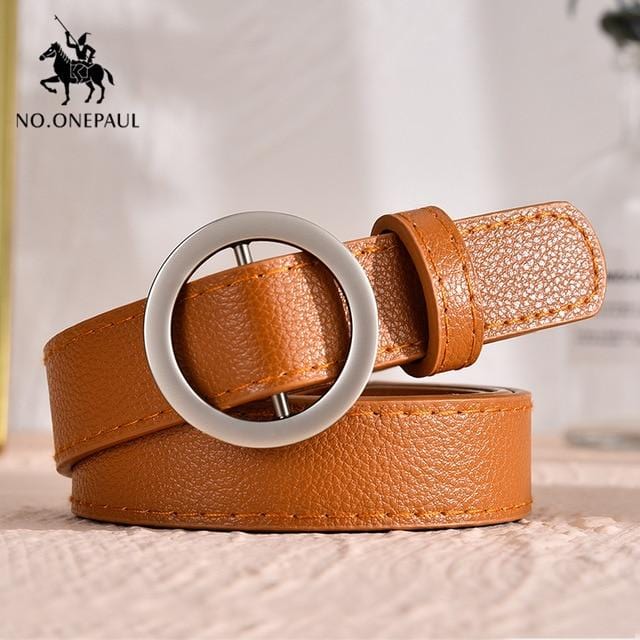 NO.ONEPAUL Designer's famous brand leatherhigh quality belt fashion alloy double ring circle buckle girl jeans dress wild belts