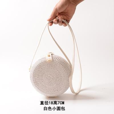 Woven Rattan Bag Round Straw Shoulder Bag Small Beach HandBags Women Summer Hollow Handmade Messenger Crossbody Bags