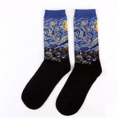 Autumn Winter NEW 3D Retro Personality Art Socks Unisex Women Men Funny Novelty Starry Night Vintage Socks Oil Happy Socks HOT