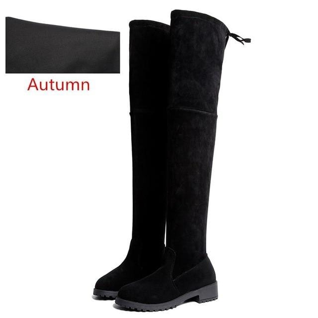 Size 35-41 Winter Over The Knee Boots Women Stretch Fabric Thigh High Sexy Woman Shoes Long Bota Feminina zapatos de mujer-Shoes-Ultrabasic