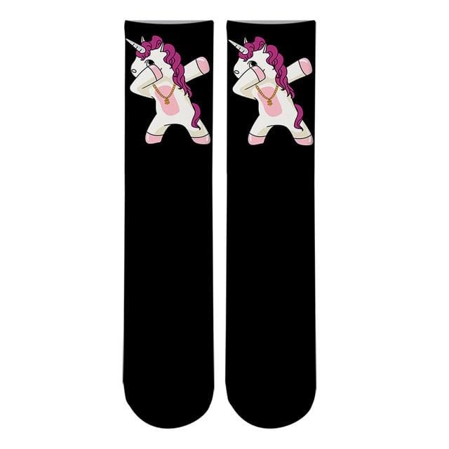 Crazy Fun Cool 3D Print Unicorn Colorful Long Socks Men Alien Funny Crew Sport Socks Novelty Women Tube Kawaii Pink Socks