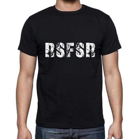 rsfsr Men's Short Sleeve Round Neck T-shirt , 5 letters Black , word 00006 - Ultrabasic