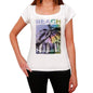 Salgueiros Beach Name Palm White Womens Short Sleeve Round Neck T-Shirt 00287 - White / Xs - Casual