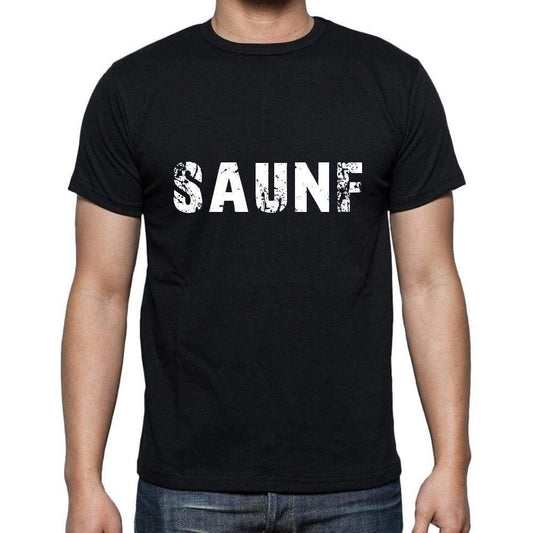 Saunf Mens Short Sleeve Round Neck T-Shirt 5 Letters Black Word 00006 - Casual