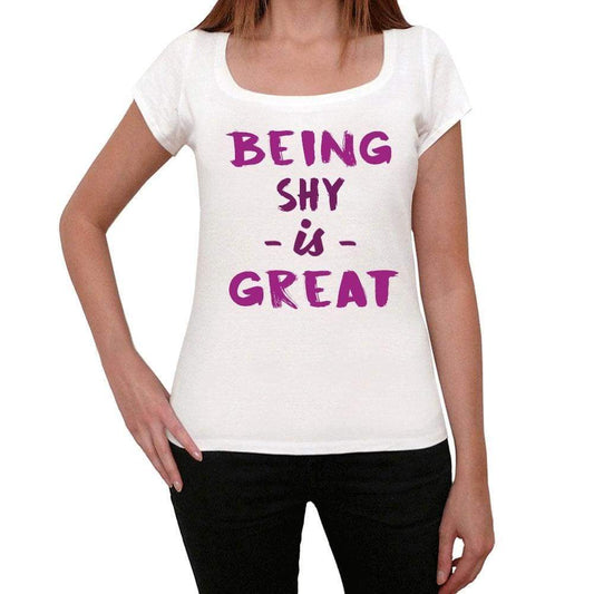 Shy Being Great White Womens Short Sleeve Round Neck T-Shirt Gift T-Shirt 00323 - White / Xs - Casual