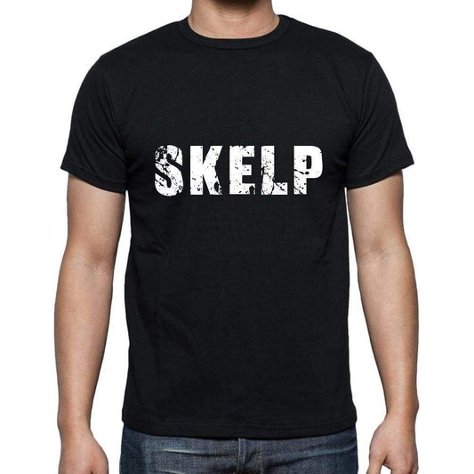 Skelp Mens Short Sleeve Round Neck T-Shirt 5 Letters Black Word 00006 - Casual