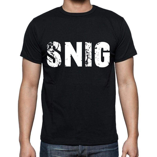 Snig Mens Short Sleeve Round Neck T-Shirt 4 Letters Black - Casual