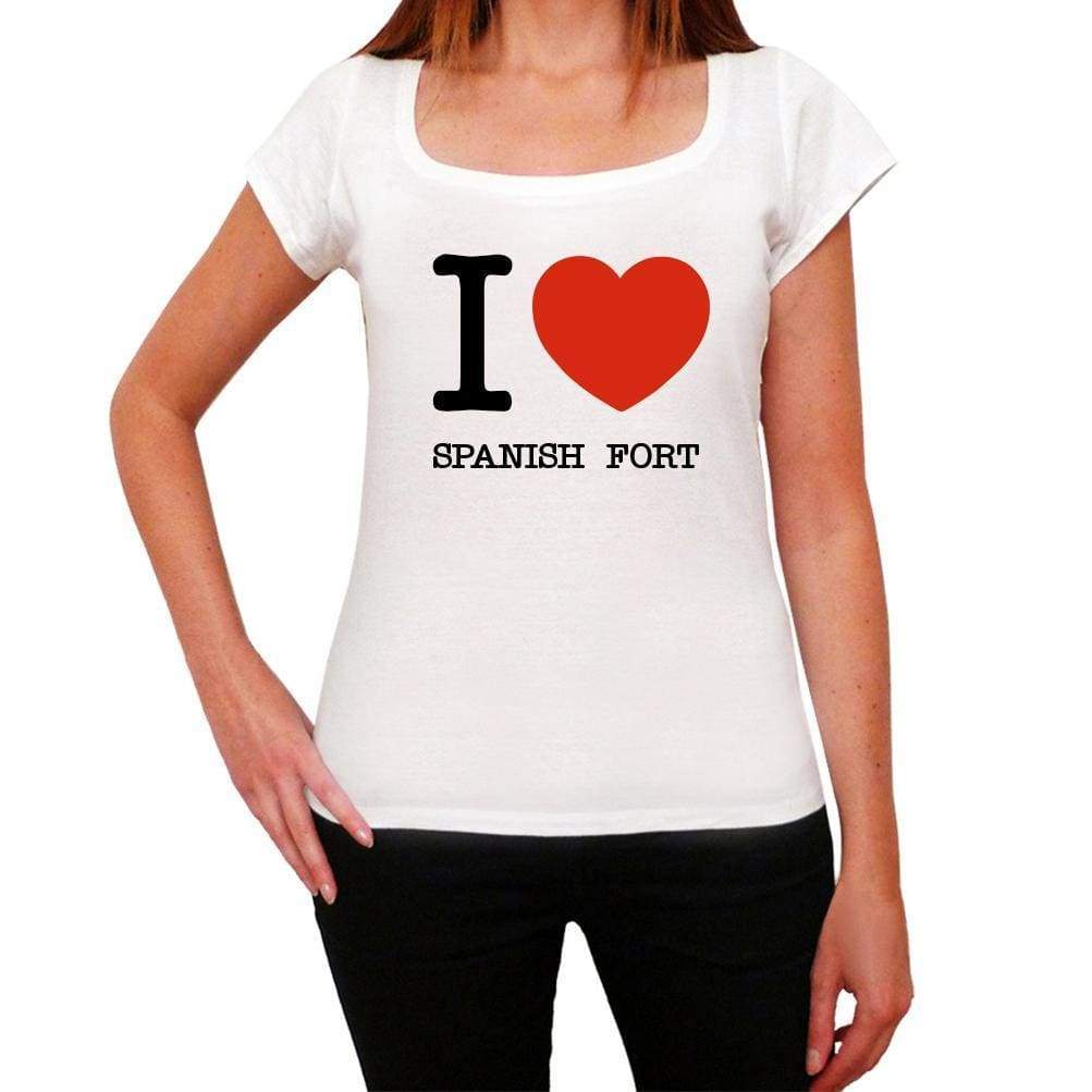 Spanish Fort I Love Citys White Womens Short Sleeve Round Neck T-Shirt 00012 - White / Xs - Casual