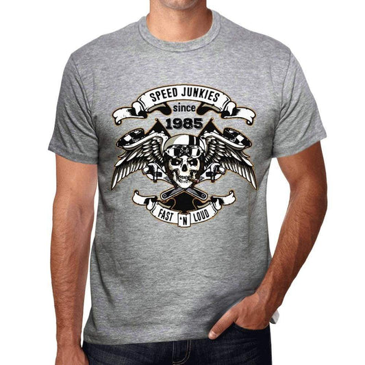 Speed Junkies Since 1985 Mens T-Shirt Grey Birthday Gift 00463 - Grey / S - Casual