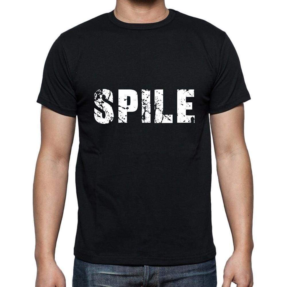Spile Mens Short Sleeve Round Neck T-Shirt 5 Letters Black Word 00006 - Casual