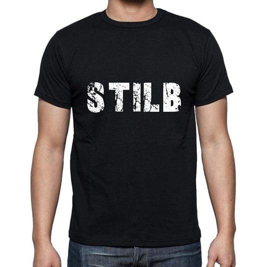 Stilb Mens Short Sleeve Round Neck T-Shirt 5 Letters Black Word 00006 - Casual