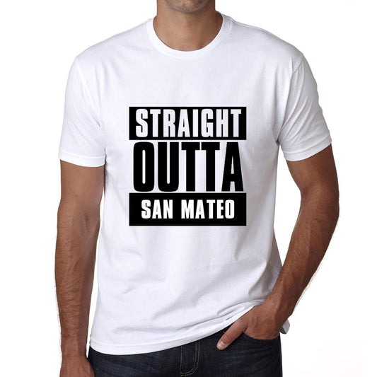 Straight Outta San Mateo Mens Short Sleeve Round Neck T-Shirt 00027 - White / S - Casual