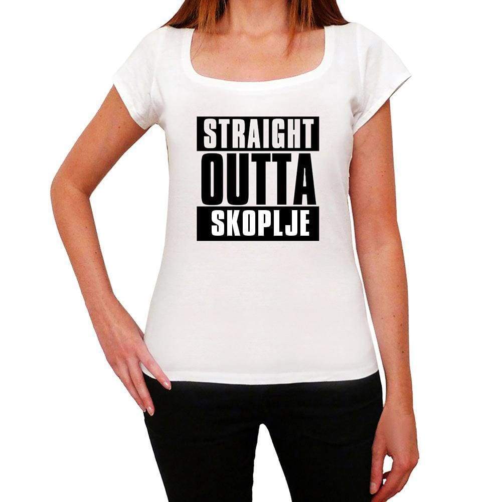 Straight Outta Skoplje Womens Short Sleeve Round Neck T-Shirt 00026 - White / Xs - Casual