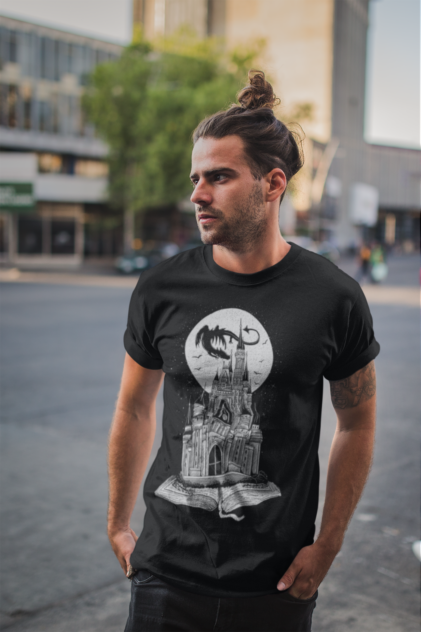 ULTRABASIC Herren-Grafik-T-Shirt, Märchen-Drachenbuch-Shirt für Männer