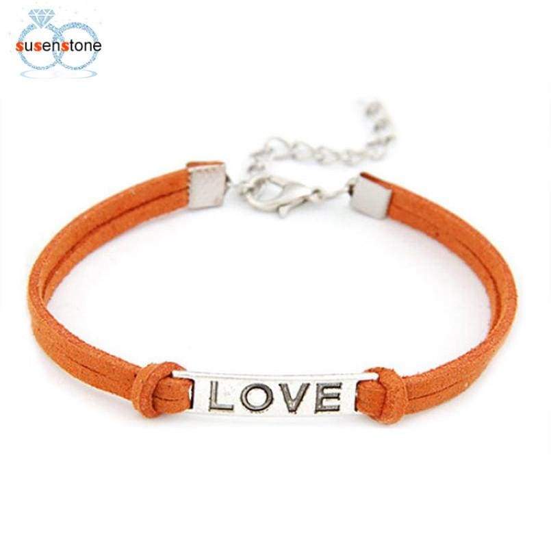 SUSENSTONE 1PC Braided Adjustable Leather Popular Bracelet Women Men Love Handmade Alloy Rope Charm Jewelry Weave Bracelet Gift - Ultrabasic