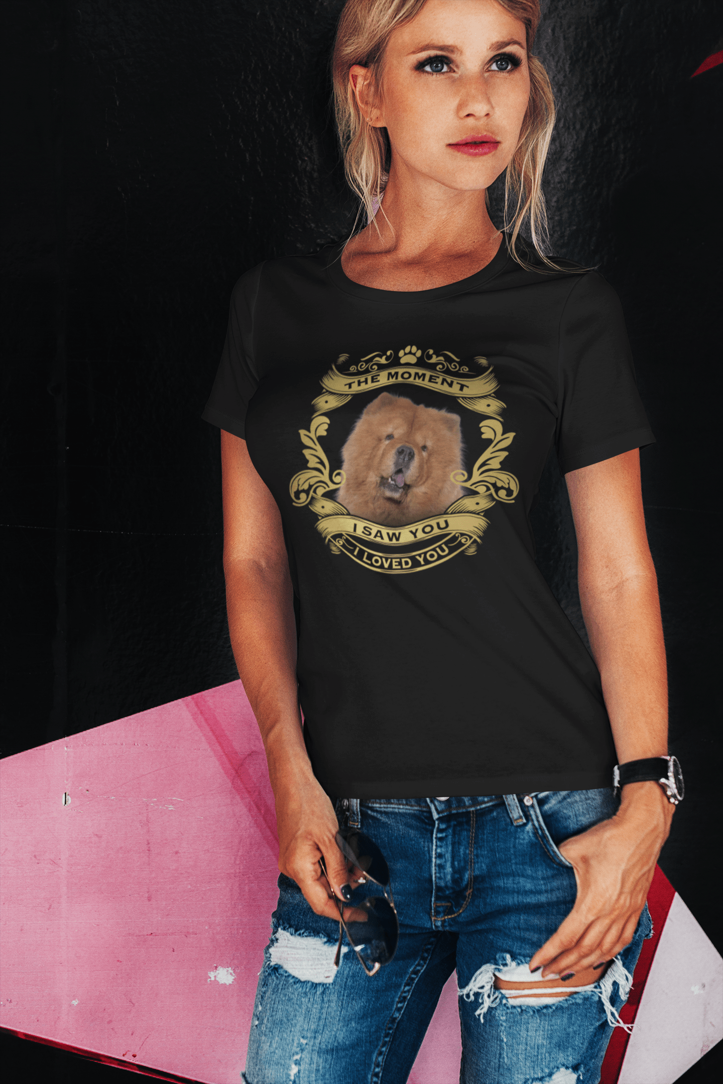 ULTRABASIC Bio-T-Shirt für Damen, Chow-Chow-Hund – Moment I Saw You I Loved You, Welpen-T-Shirt für Damen