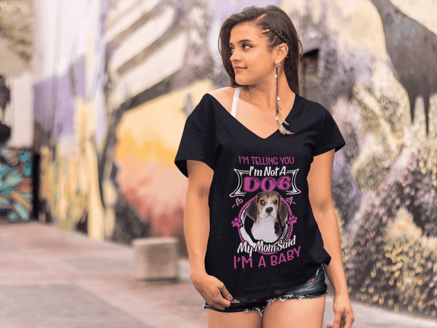 ULTRABASIC Damen-T-Shirt „I'm Telling You I'm Not a Beagle – My Mom Said I'm a Baby“ – Süßes T-Shirt für Hundeliebhaber