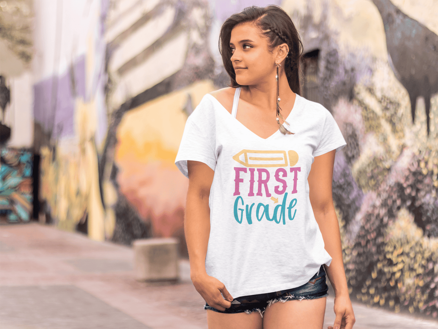 ULTRABASIC Damen T-Shirt First Grade – Kurzarm-T-Shirt-Oberteile