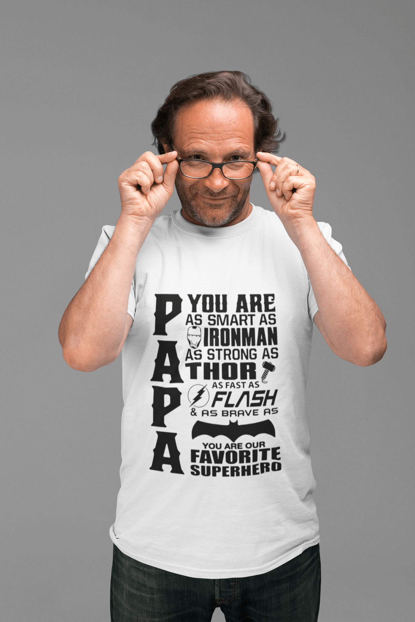 <span>Graphique</span> unisexe préféré super-héros Papa drôle T-Shirt