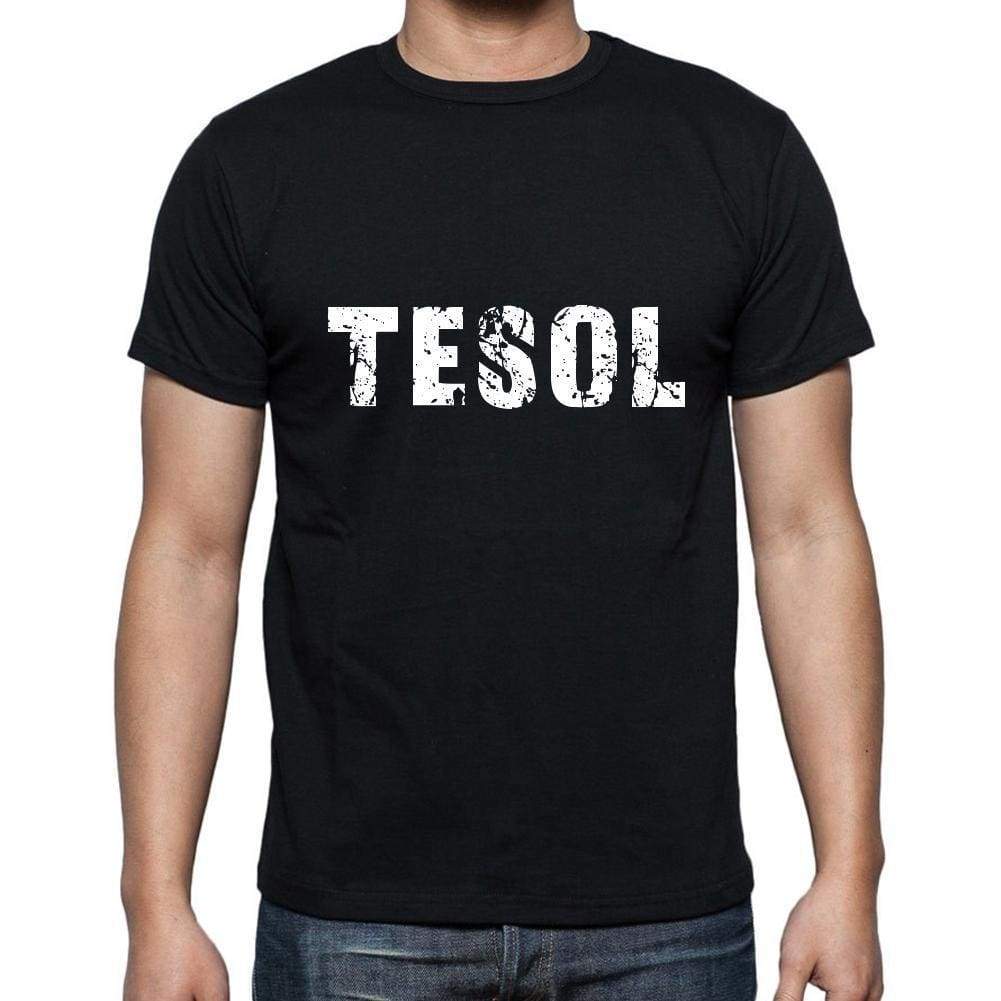 Tesol Mens Short Sleeve Round Neck T-Shirt 5 Letters Black Word 00006 - Casual