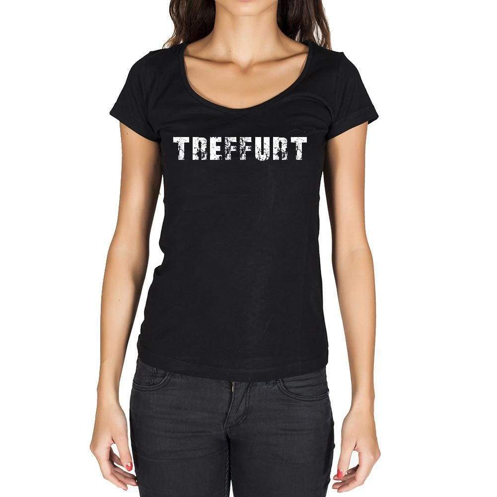 Treffurt German Cities Black Womens Short Sleeve Round Neck T-Shirt 00002 - Casual