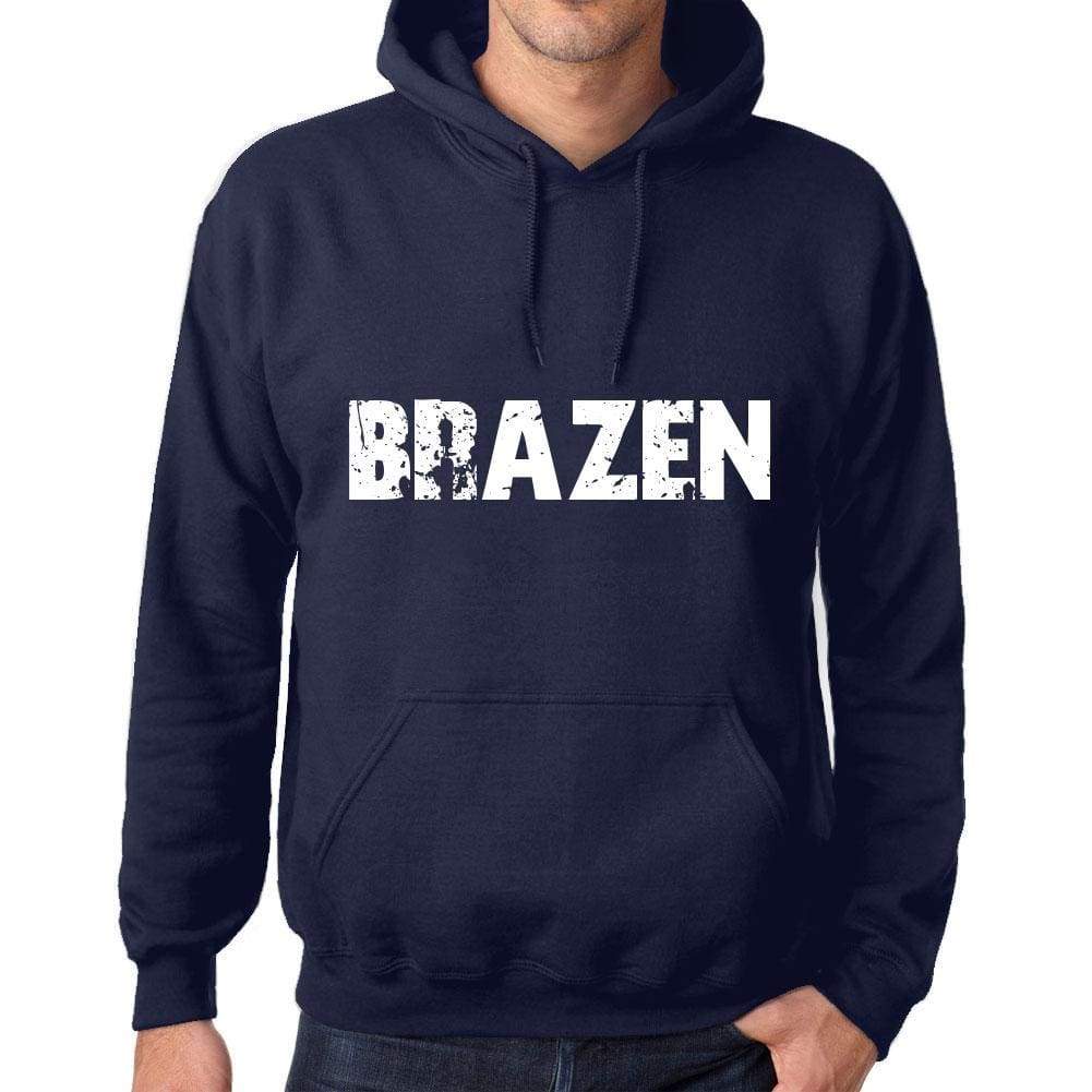 Unisex Printed Graphic Cotton Hoodie Popular Words Brazen French Navy - French Navy / Xs / Cotton - Hoodies