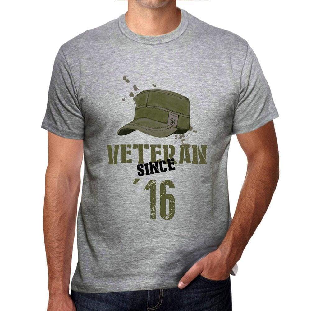 Veteran Since 16 Mens T-Shirt Grey Birthday Gift 00435 - Grey / S - Casual