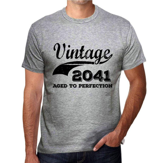 Vintage Aged To Perfection 2041 Grey Mens Short Sleeve Round Neck T-Shirt Gift T-Shirt 00346 - Grey / S - Casual