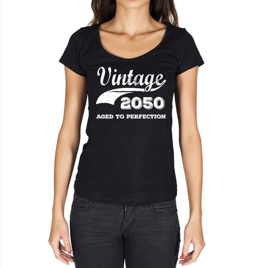 Vintage Aged To Perfection 2050 Black Womens Short Sleeve Round Neck T-Shirt Gift T-Shirt 00345 - Black / Xs - Casual
