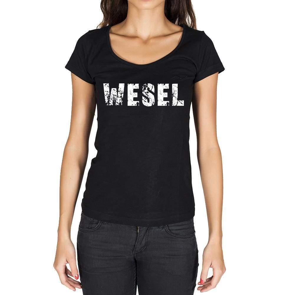 Wesel German Cities Black Womens Short Sleeve Round Neck T-Shirt 00002 - Casual