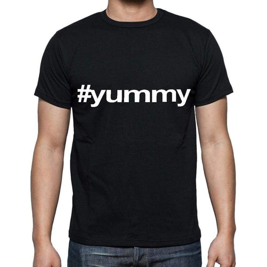 Yummy White Letters Mens Short Sleeve Round Neck T-Shirt 00007