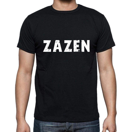 Zazen Mens Short Sleeve Round Neck T-Shirt 5 Letters Black Word 00006 - Casual
